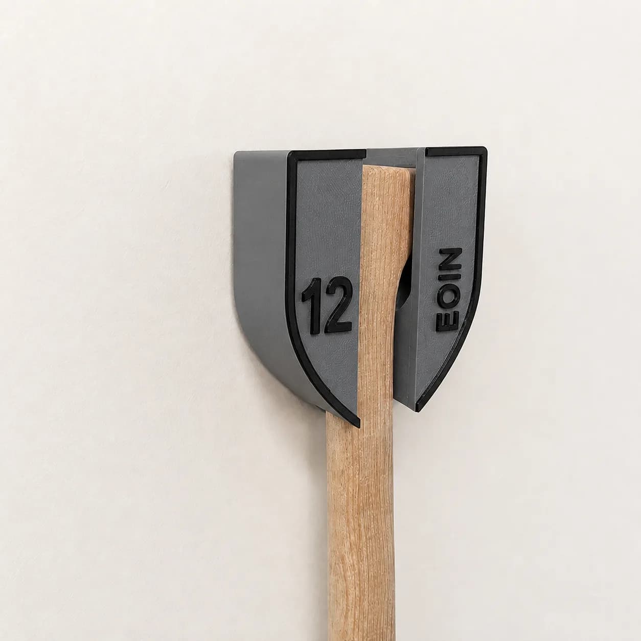 Grey & black personalised hurley wall mount with EOIN · 12